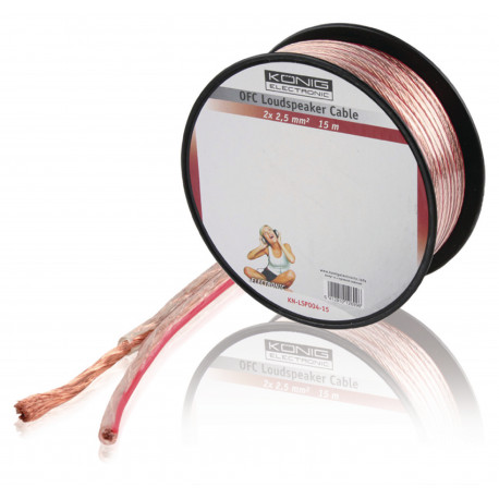 Cable Haut-Parleur 2x2.5mm2 - Bobine de 15m - Transparent