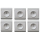 Set of 6 Double Pole + Earth Plugs for flush mounting