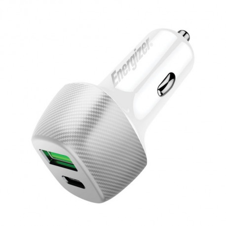 Energizer - USB-C + USB-A Fast Car Charger White