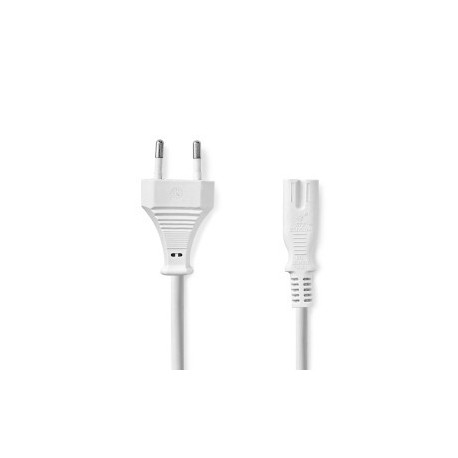 Mains power cord IEC-320-C7 White 2m