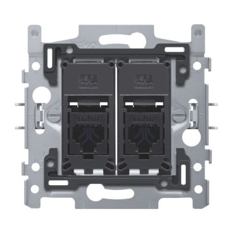 Niko - Support avec 2x RJ45 UTPcat.6plate + Enjoliveur crème