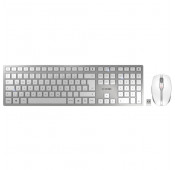 CHERRY 9000 SLIM Keyboard Mouse WiFi BT Silver White