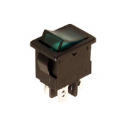 POWER ROCKER SWITCH 5A-250V DPST ON-OFF + NEON GREEN