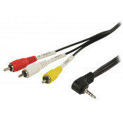 AUDIO-VIDEO KABEL 1M 3.5 AV PLUG - 3 RCA PLUG