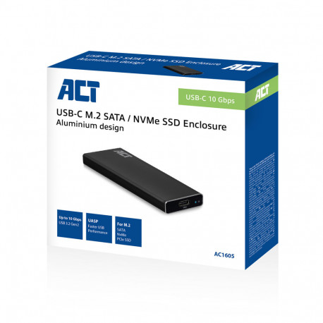 ACT M.2 SATA and NVMe SSD enclosure, USB-C 3.2 Gen2