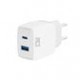 USB-C + USB-A Charger White 20W