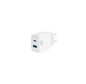 USB-C + USB-A Charger White 20W