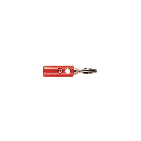 Male banana plug with socket 4mm red