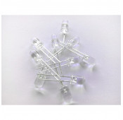 LEDS BLANCHES 3mm TRANSPARENT - 6300mcd - 20mA - Pack 10 pcs