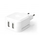 Chargeur USB 2 ports sur un port Charge rapide blanc