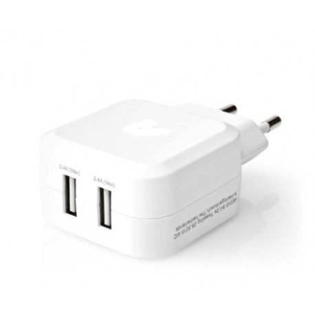 USB charger 2 port on one port Quick Charge, white