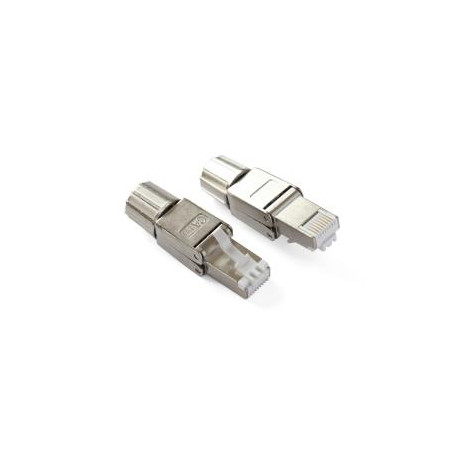 RJ45 mâle Blindée avec guide pr Câble rond FTP Cat.7 - 2 Pcs