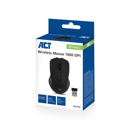 ACT Wireless Mouse 1000 dpi zwart