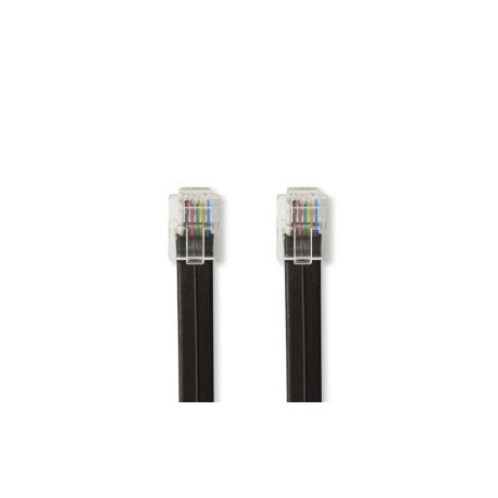 RJ12 Male Flat Cable RJ12 Male 1M Black