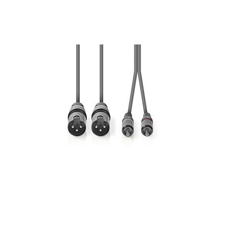 Balanced Audio Cable 2 x XLR Male to 2 x RCA Male 3M