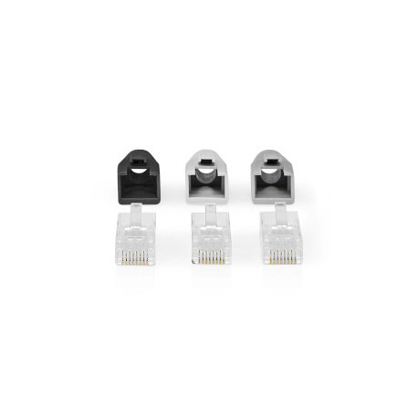 Kit de Connecteurs RJ45 Cat.6 10 Pièces Blanc Gris Noir