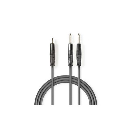 Stereo audio cable 2x 6.35 mm Male - 3.5 mm Male 1.5M