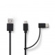 Cable 2 in 1 USB-A Male -USB Micro-B Male -USB-C 1M