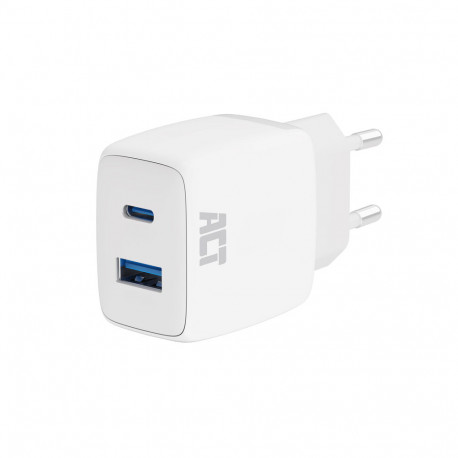 Chargeur USB-C +USB-A Blanc 20W