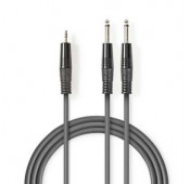 Stereo audiokabel 2x 6,35 mm Male - 3,5 mm Male 1.5M